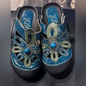 Women's Blue and Green Sandals